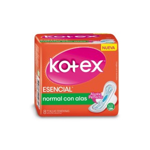 KOTEX ESENCIAL TOALLITAS NORMAL C/ALAS x 8u